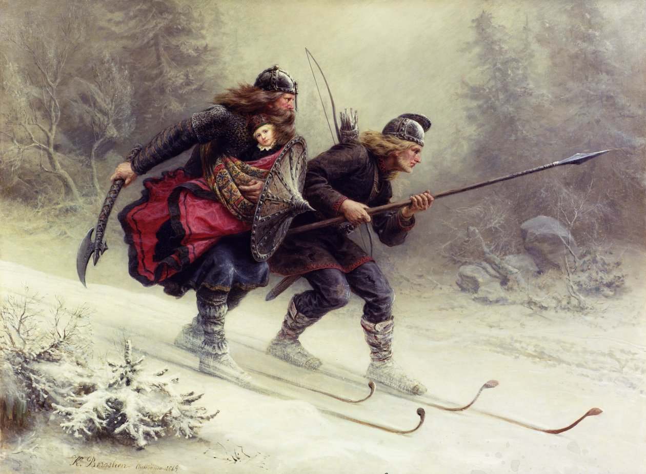 Norveç Kralı Sverre için askerler, Torstein Skevla ve Skjervald Skrukka, kralın oğlu Hakon Hakonsson
