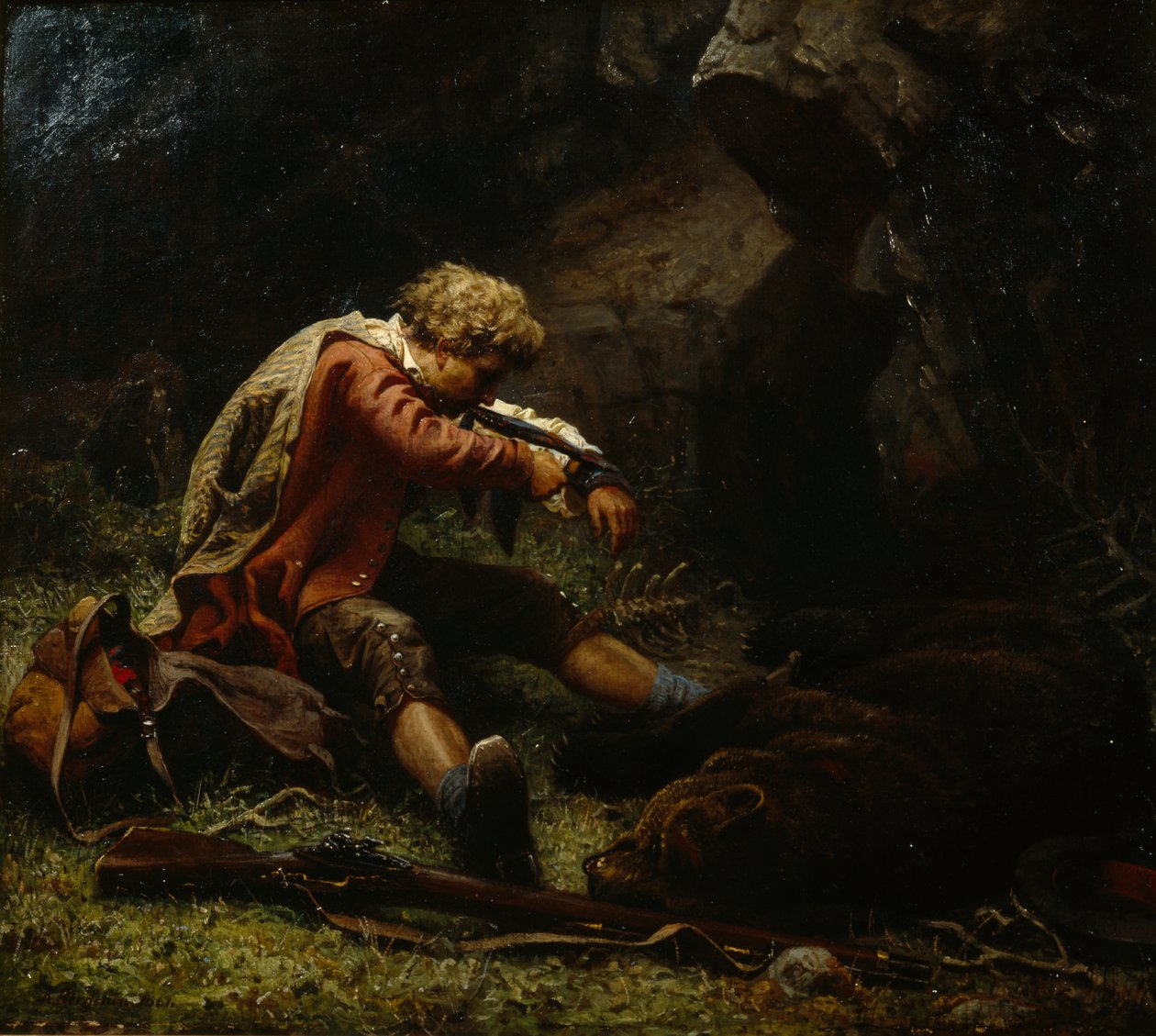 yaralı ayı avcısı by Knud Bergslien