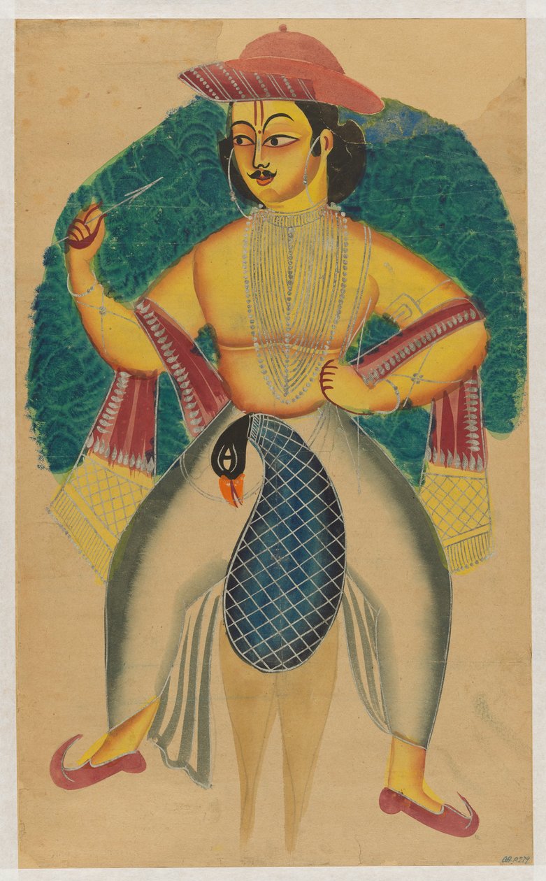 Tavus kuşu üzerinde Skanda by Kolkata (Calcutta) Kalighat