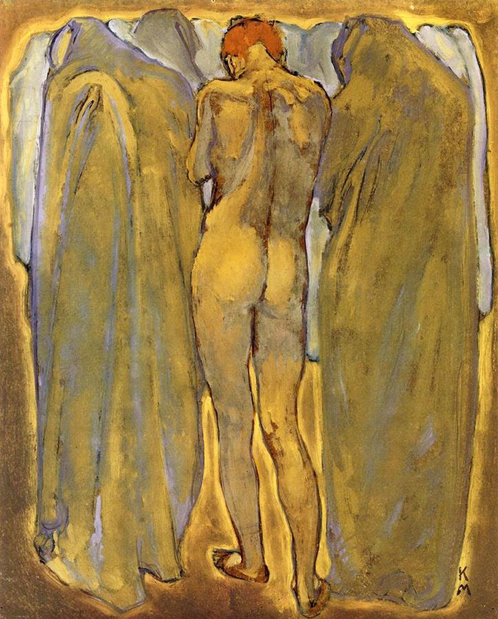 Hayaletlerle çıplak bir kadının arkası by Koloman Moser