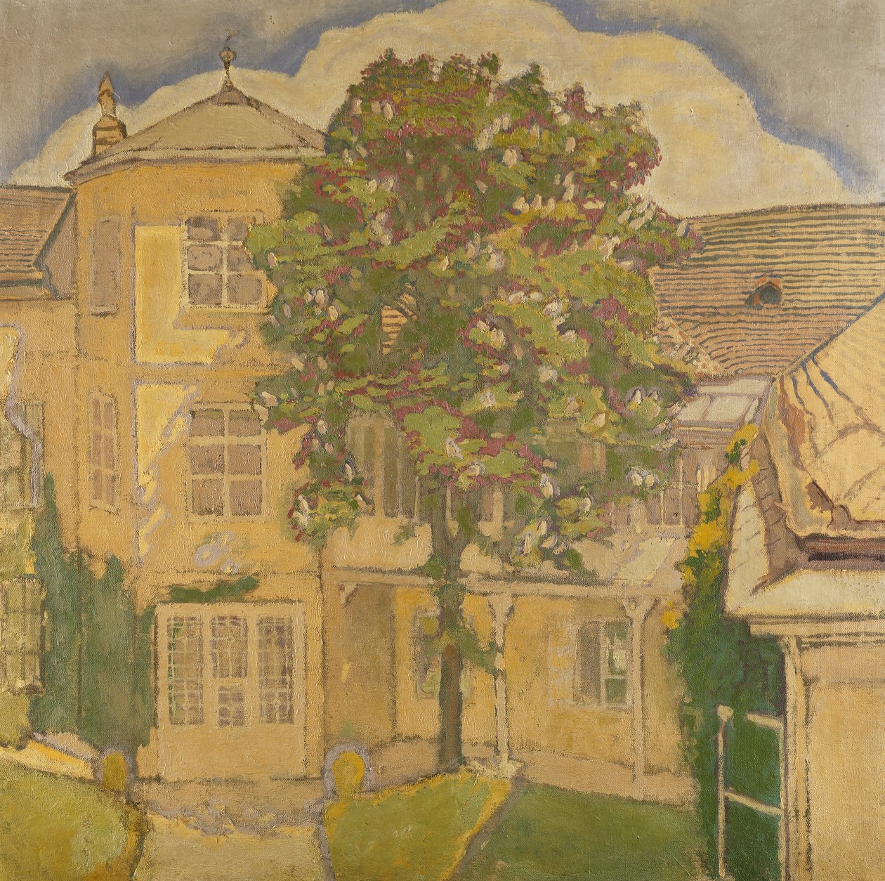 Bahçede Çiçekli Kestane Ağacı; Bluhende Kastanienbaum im Garten, by Koloman Moser