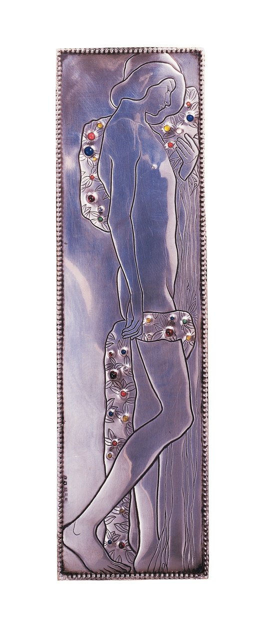 A Wiener Werkstatte Tek Kişilik Yataktan Panel, c.1904 (metal) by Koloman Moser