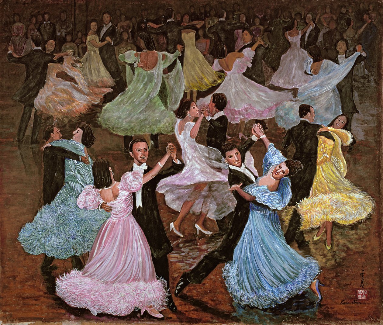 Balo Salonu Dansı, 1993 (ipek üzerine guaj) by Komi Chen
