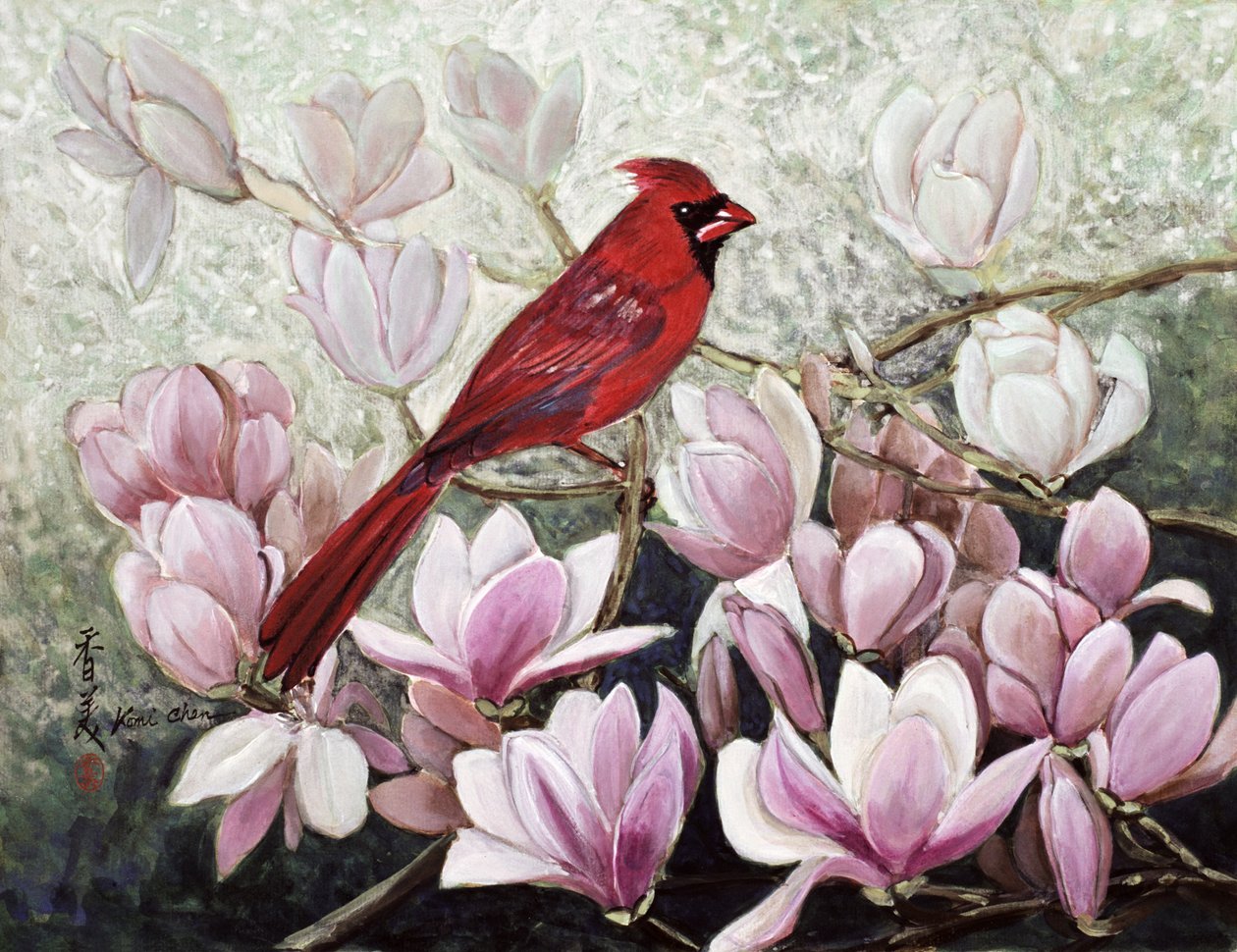 Kardinal, 2001 (pirinç kağıdı üzerine guaj) by Komi Chen