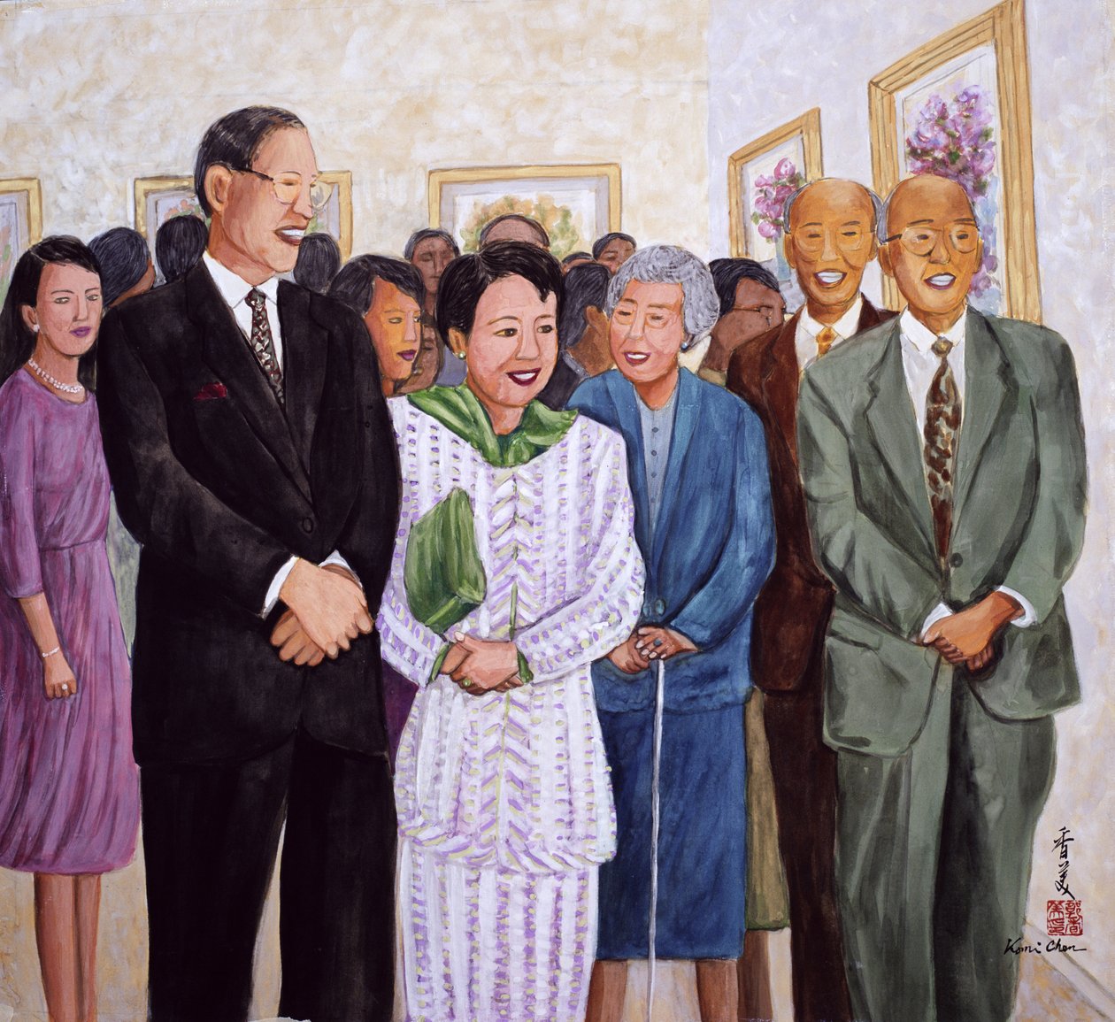Sergi (Eski Başkan ve Madam Lee) 1995 (ipek üzerine guaj) by Komi Chen