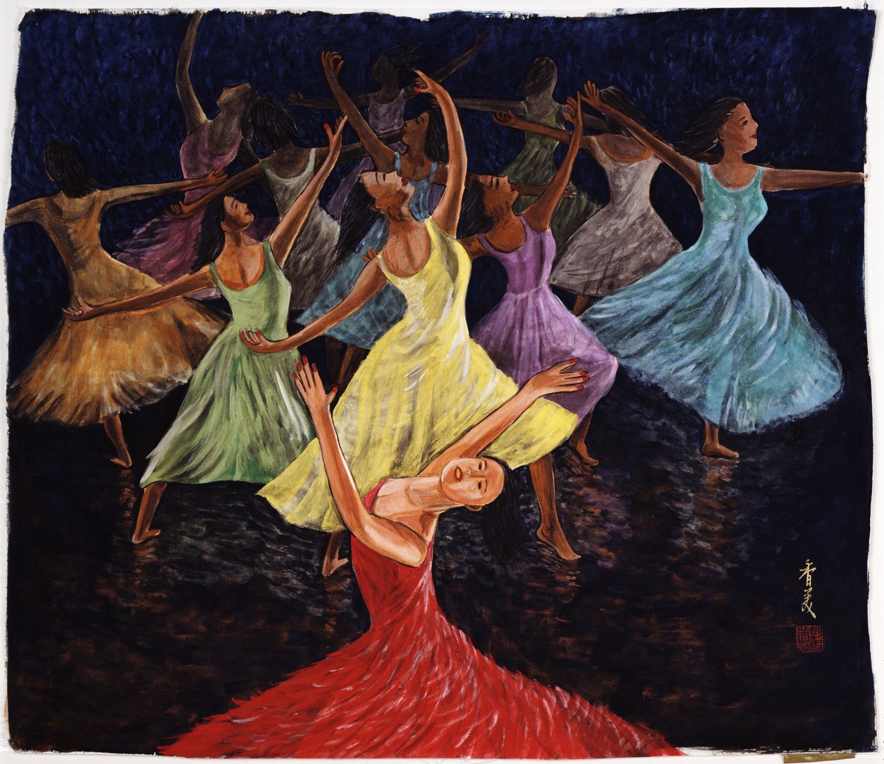 Sahne Sunumu, 1994 (ipek üzerine guaj) by Komi Chen