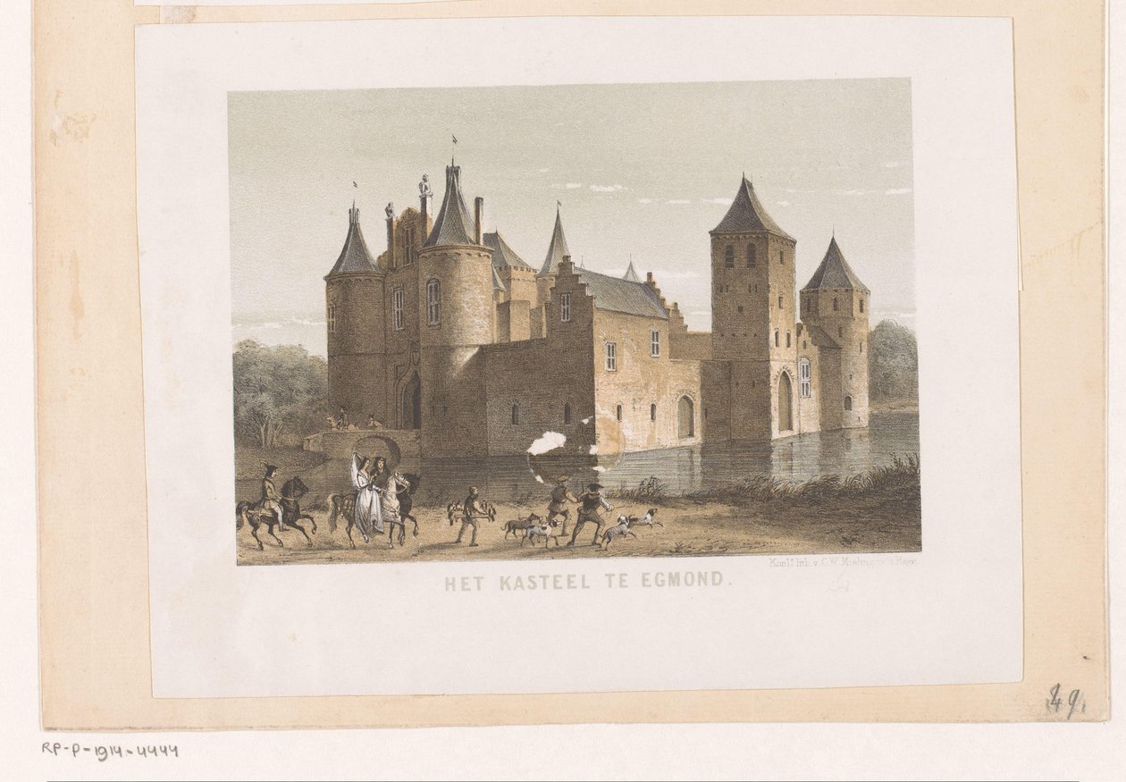 Egmond Kalesi'nin görünümü Egmond'daki kale (nesne üzerindeki başlık) by Koninklijke Nederlandse Steendrukkerij van C.W. Mieling