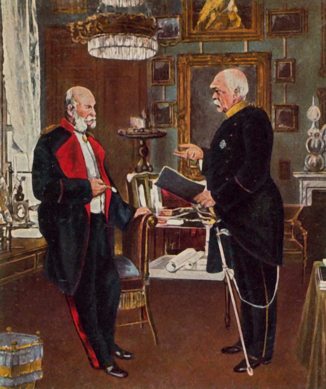 İmparator ve Şansölye (geliştirilmiş renkli taş baskı) by Konrad (after) Siemenroth