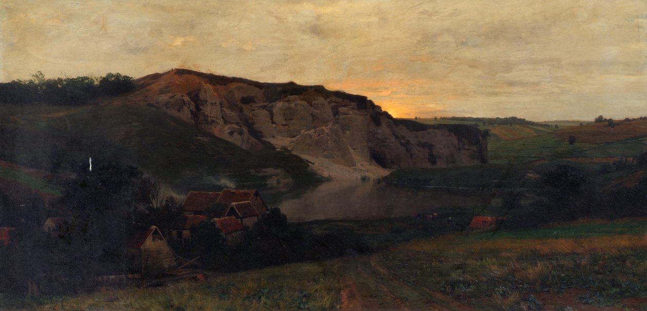 Bir gölet ile kayalık manzara by Konrad Ludwig Lessing