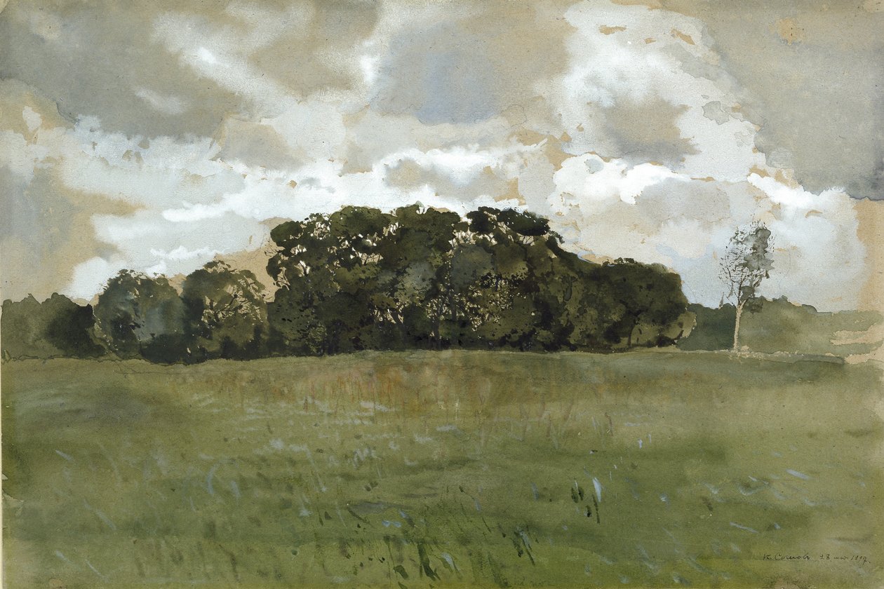 Gri Bulutlu Manzara, 1897 (devetüyü kağıt üzerinde grafit izleri üzerine suluboya ve gövde rengi) by Konstantin Andreevic Somov