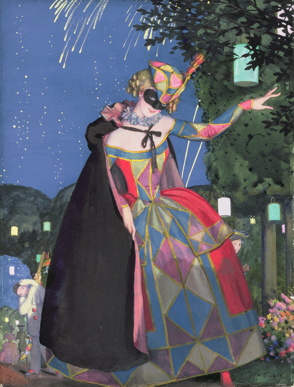 The Little Tongue of Columbine, 1913 (kağıt üzerinde wc ve guaj) by Konstantin Andreevic Somov
