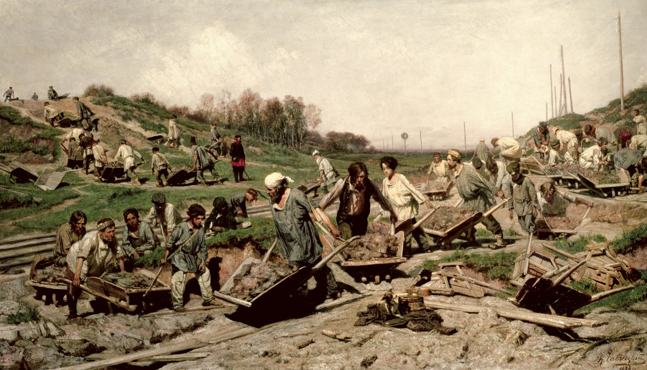Demiryolunun Tamiri, 1874 by Konstantin Apollonovich Savitsky