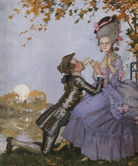 Genç Bir Adam ve Bir Lady.n by Konstantin Andreevic Somov