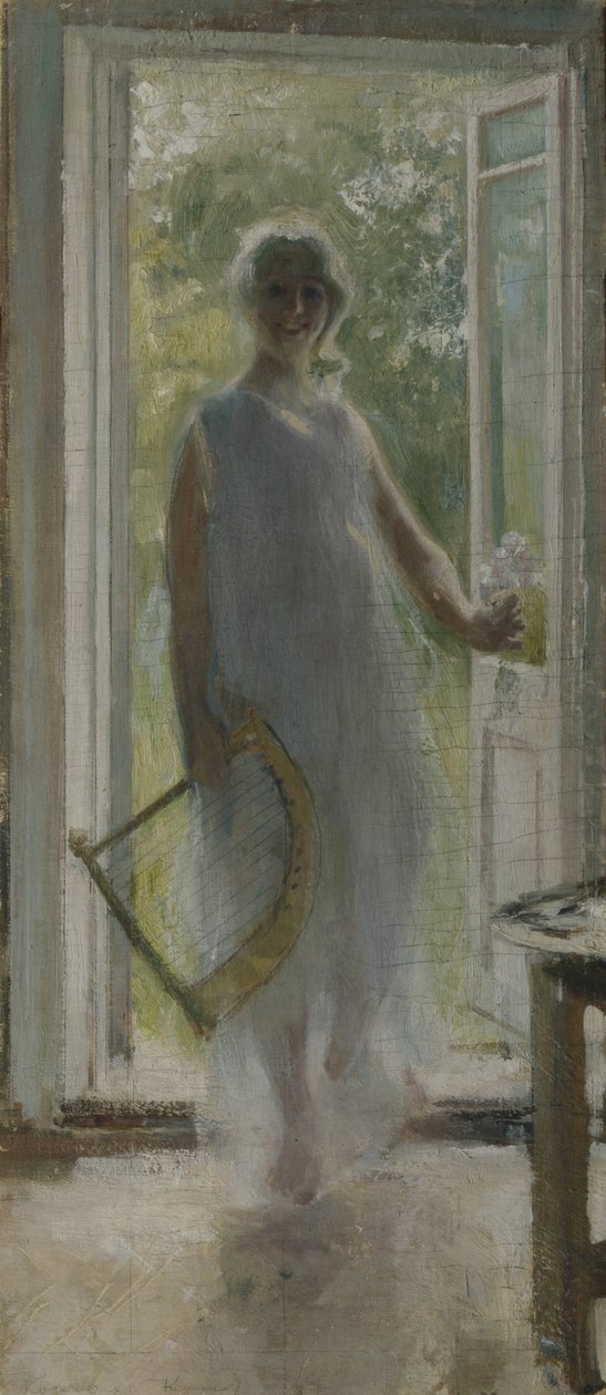 Kapının Önünde Bir Kız by Konstantin Alekseevich Korovin