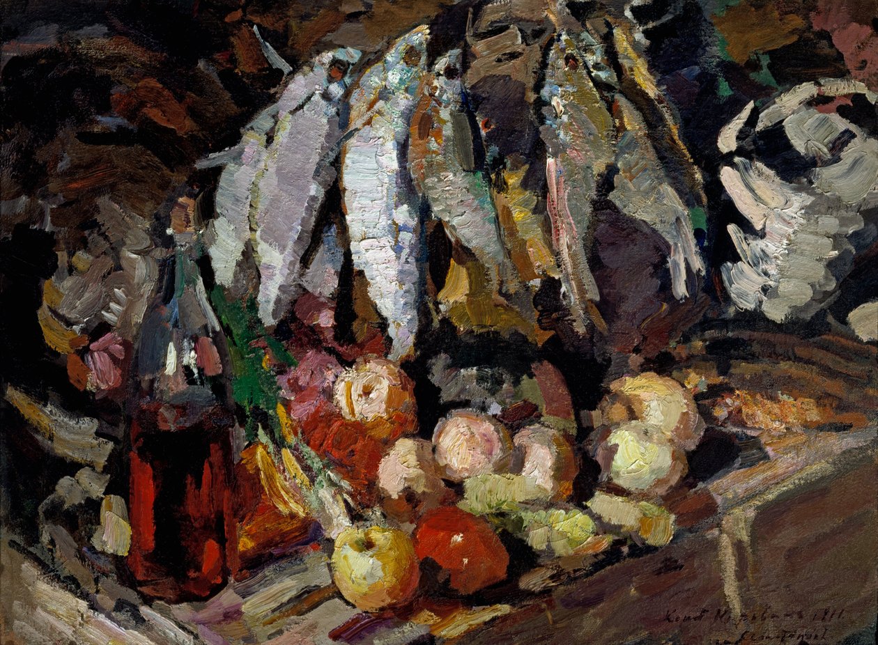 Balıklar, şarap, meyve by Konstantin Alekseevich Korovin