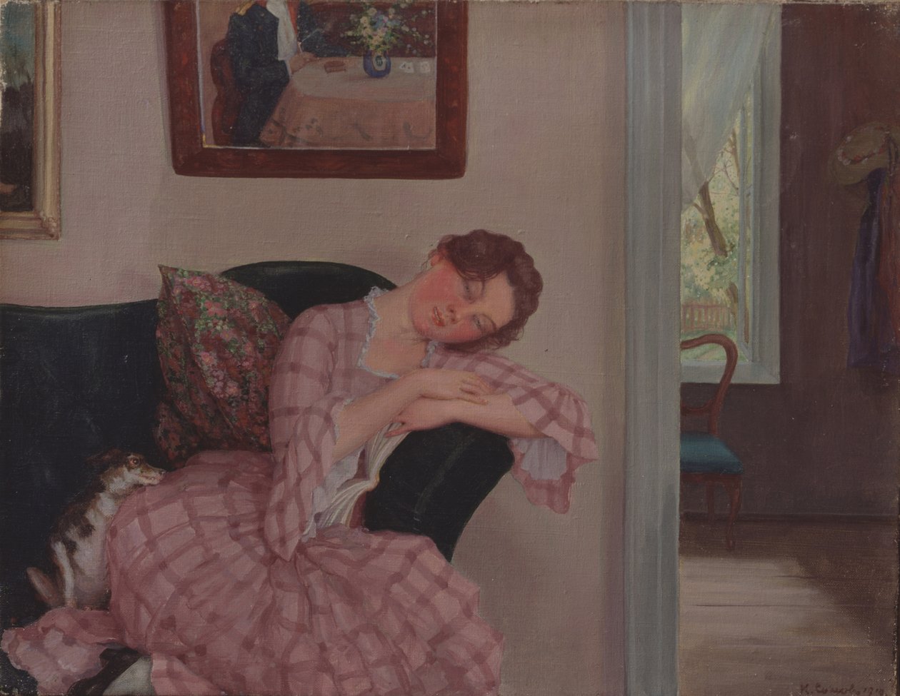 Pembe Uyuyan Kadın by Konstantin Andreevic Somov
