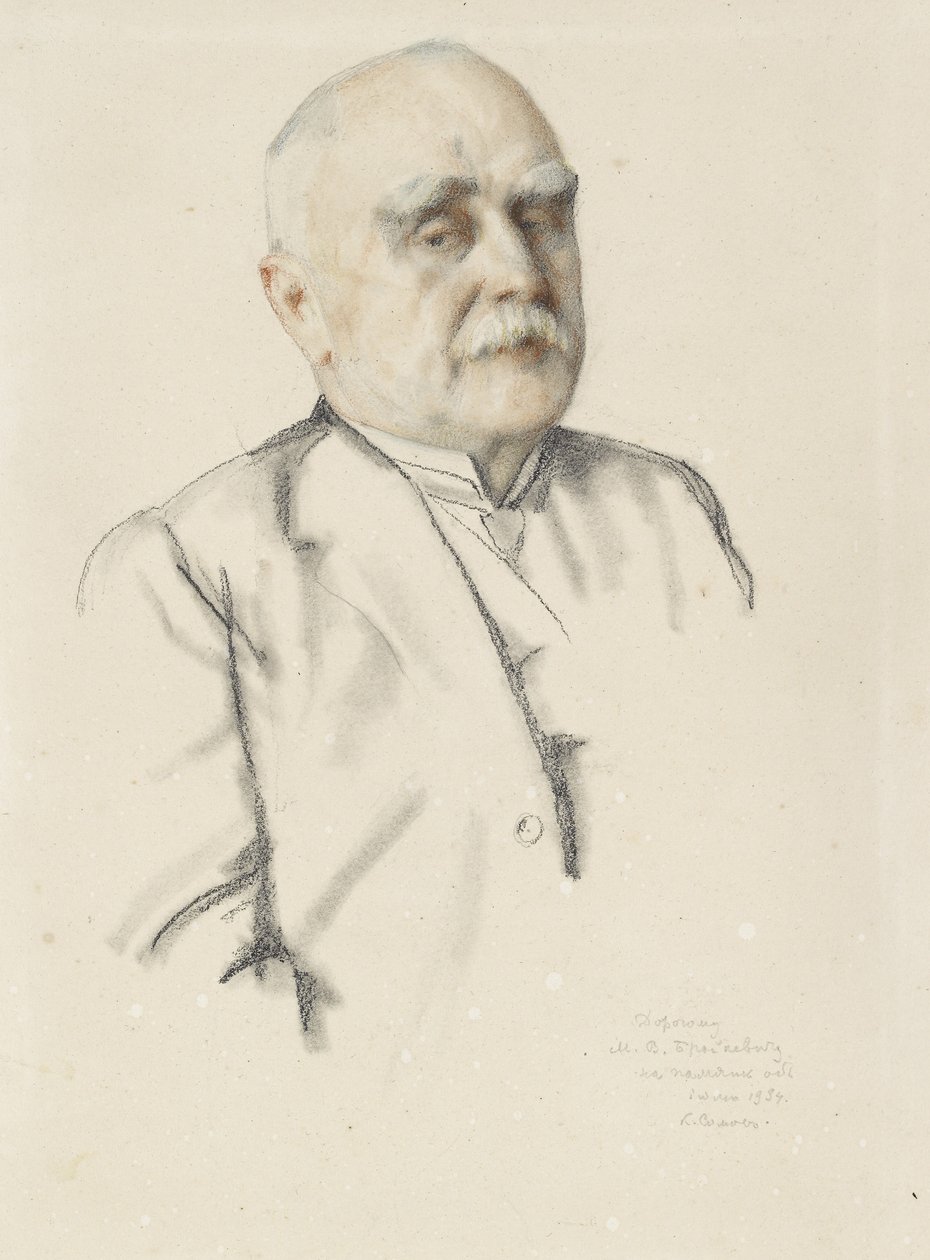 Mikhail Vasil'evich Braikevitch'in portresi, 1934 gGrafit ve renkli boya kalemleri, renksiz kağıt üzerinde kütük ile) by Konstantin Andreevic Somov