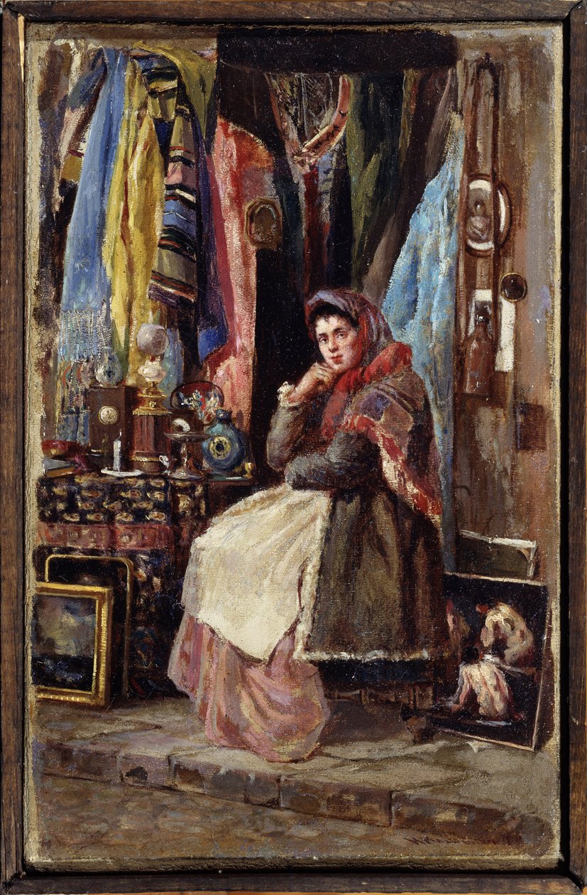 Boutique de curiosites (Curiosity Shop). Peinture de Konstantin Yegorovich Makovsky (Constantin Makovski) (1839-1915), huile sur toile. Sanat rus 19e dizisi. M.Tuganov Kuzey Osetya Sanat Müzesi, Vladikavkaz (Vladicaucaze) (rusya). by Konstantin Egorovich Makovsky