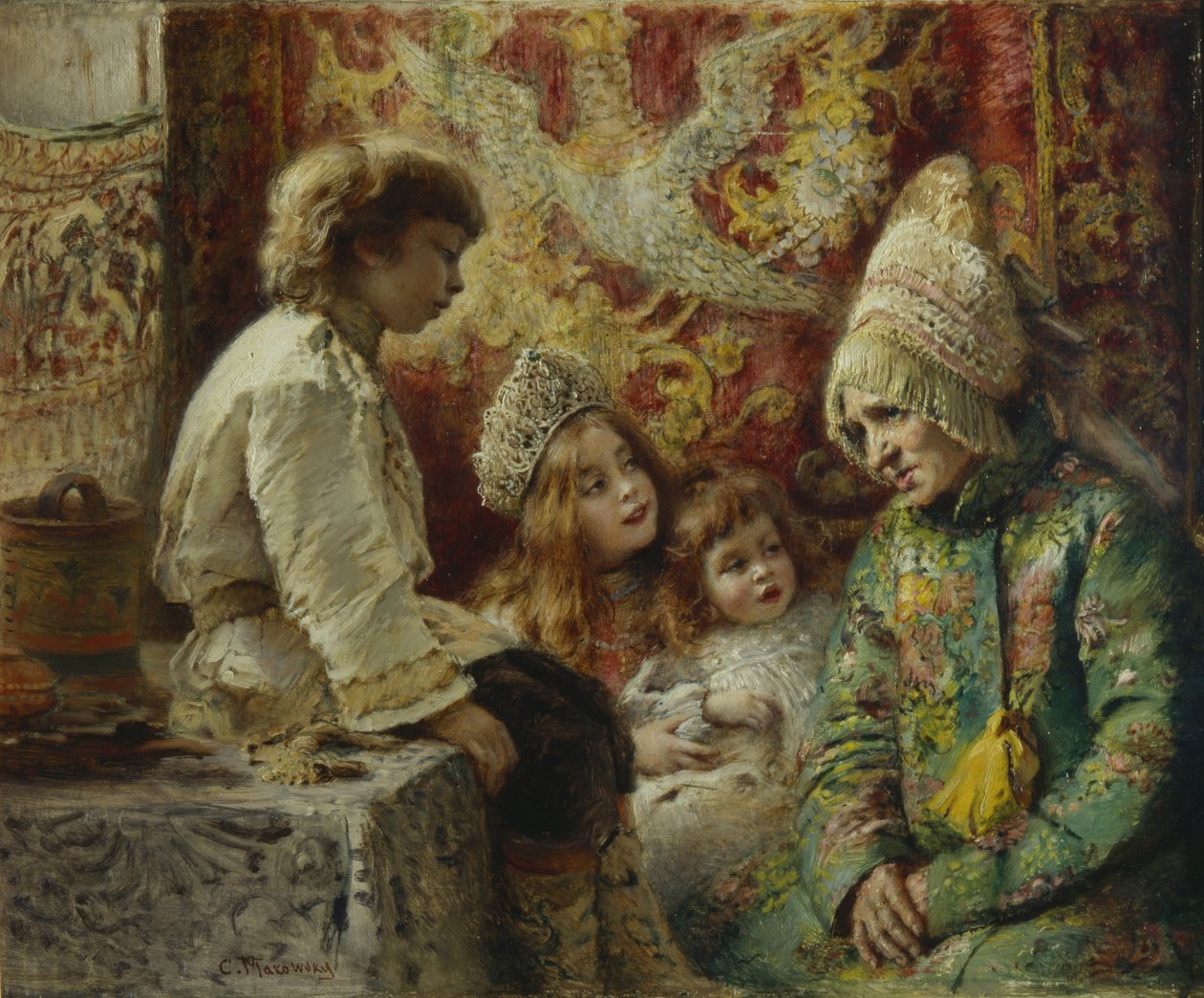 Çocuklu Büyükanne Büyükanneler Masal, 1882 by Konstantin Egorovich Makovsky