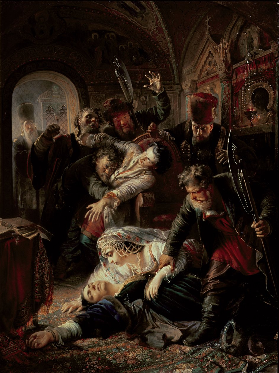 Kiralık Suikastçılar Çar Boris Fyodorevich Godunov'un Oğlunu Öldürdü by Konstantin Egorovich Makovsky