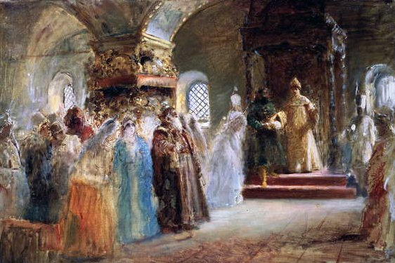 Çar Alexei Michaylovich (1629-76) bir gelin seçiyor by Konstantin Egorovich Makovsky