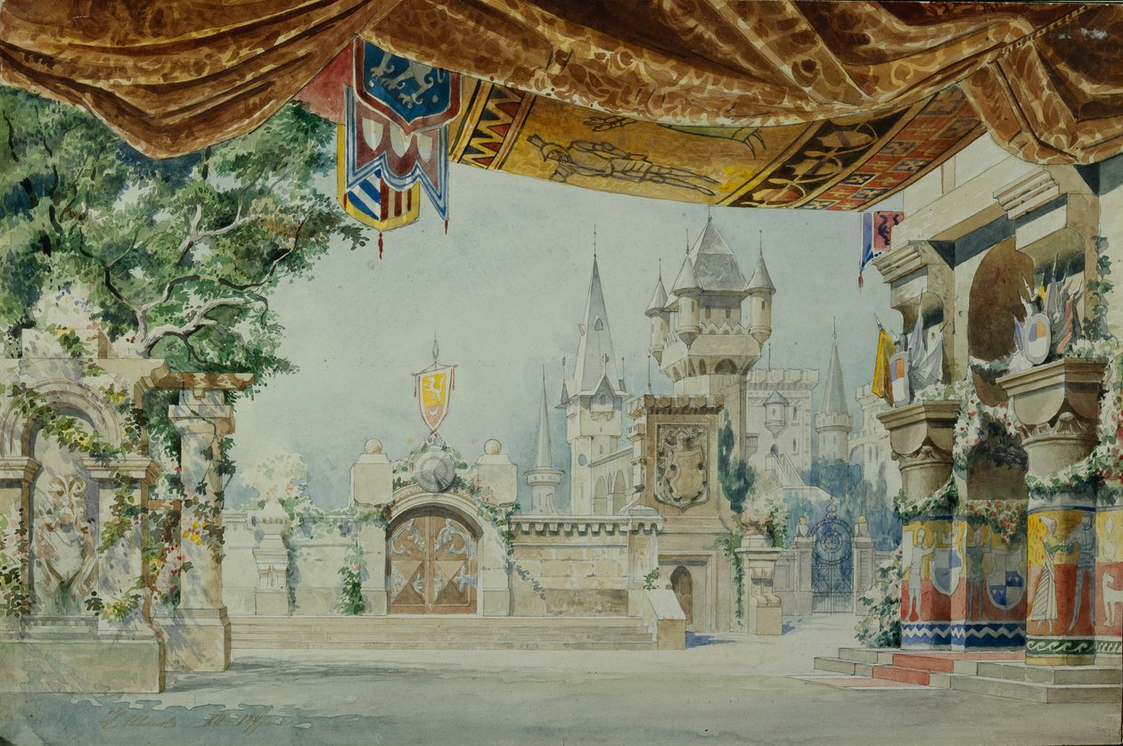 Raimonda balesi için sahne tasarımı, A. Glazunov, 1899 by Konstantin Matveevich Ivanov