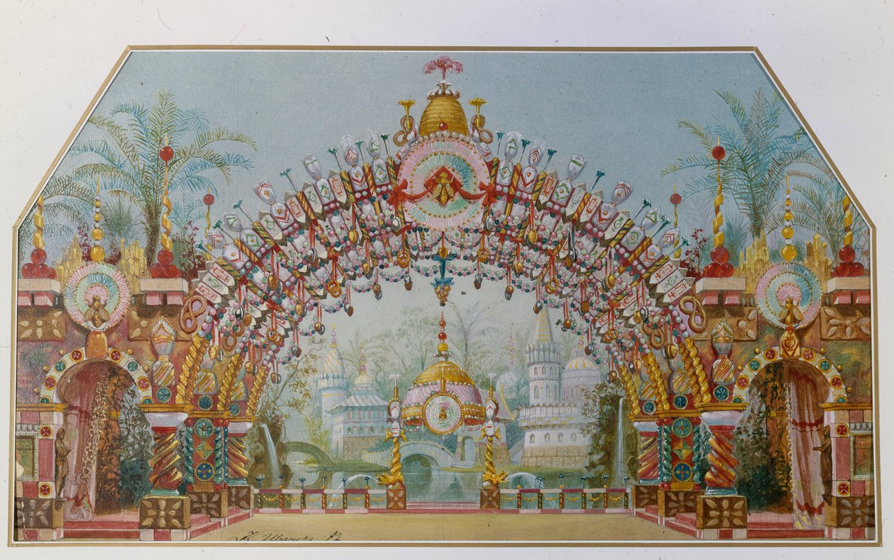 Fındıkkıran balesi için sahne tasarımı, P. Tchaykovsky, 1892 by Konstantin Matveevich Ivanov