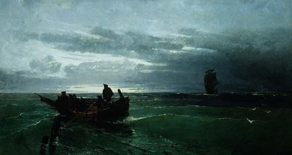 Açık denizde bir kürek teknesindeki rakamlar by Konstantinos Bolanchi