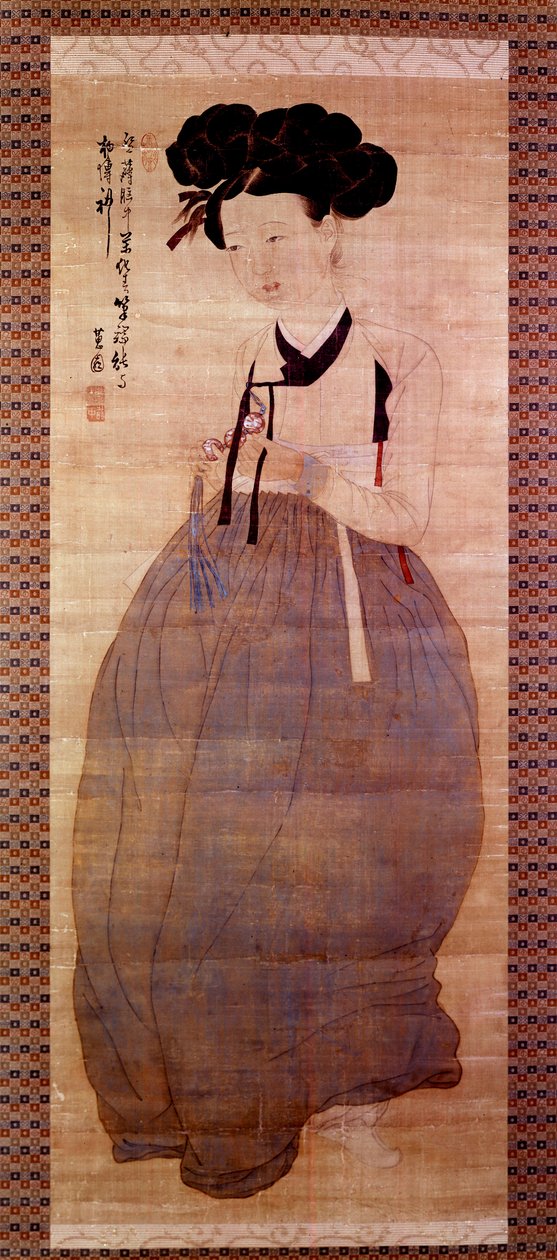 Art Coreen: Geyşa portresi (Geyşa kostümlü Koreli kız). 1758