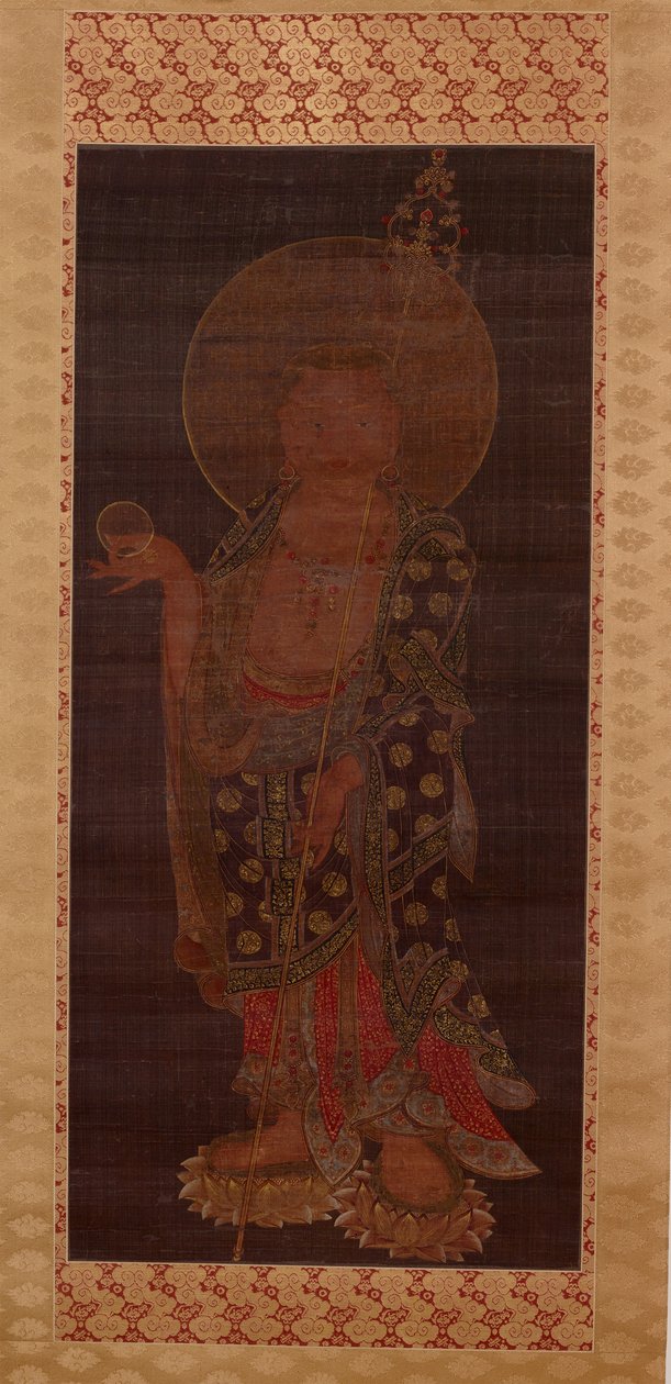 Bodhisattva Kshitigarbha (Jijang bosal), 13. yüzyılın sonu veya 14. yüzyılın başı (ipek üzerine mürekkep, renk ve altın) by Korean School