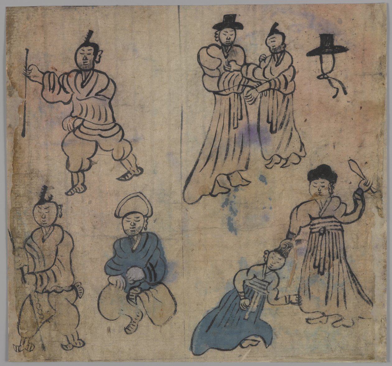 Tür Sahnesi, 1/4, 19. yüzyıl (kağıt üzerinde mürekkep ve klozet) by Korean School