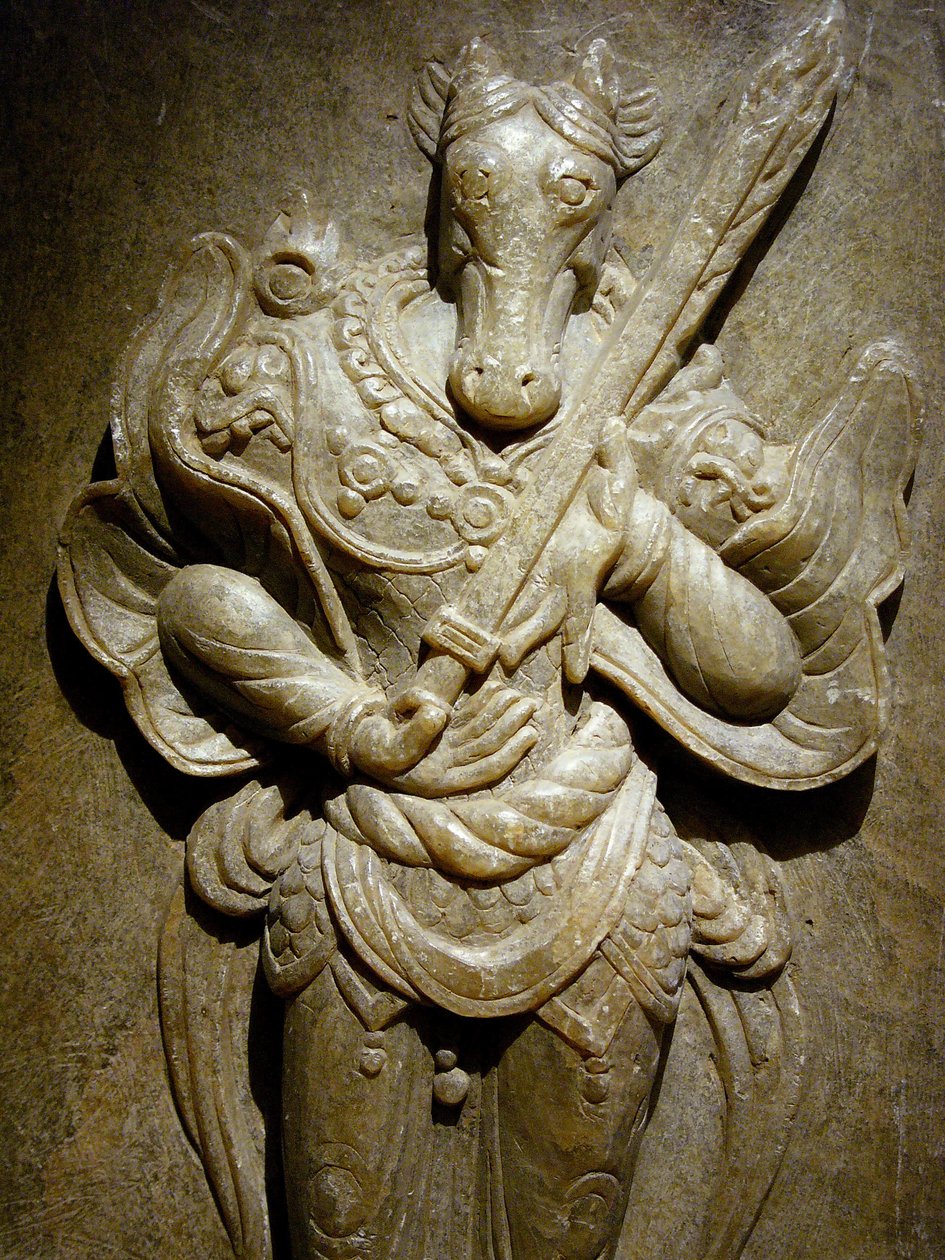 Mezar süsü, agalmatolit üzerinde burç atı, Kuzey ve Güney Krallıkları döneminde 8. yüzyıl, Kore. Fotoğraf, Seul Ulusal Müzesi, Kore Cumhuriyeti by Korean School