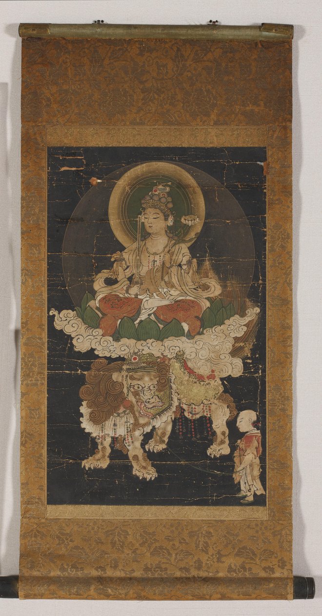 Manjushri (ipek üzerine renkli, asılı bir parşömen olarak monte edilmiş) by Korean School