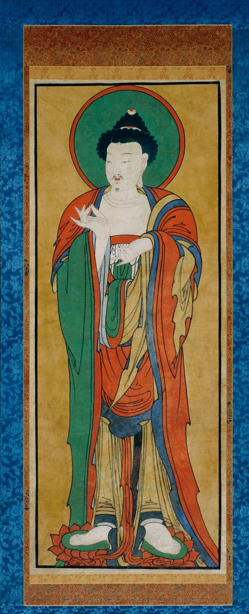 Ruthagata Buddha, 1800'lerin sonları (asılı parşömen; kağıt üzerine mürekkep ve renkli) by Korean School