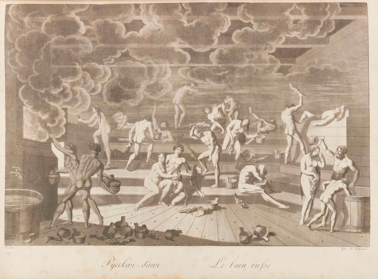 Bir Rus hamamı. Rusya halkları veya Charles de..., 1811-1812 tarafından görgü tanımı. by Korneev