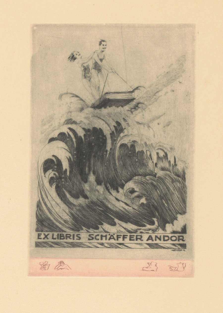 Ekslibris van Andor Schäffer Ekslibris Schäffer Andor (nesne üzerindeki başlık) by Kornél Révész