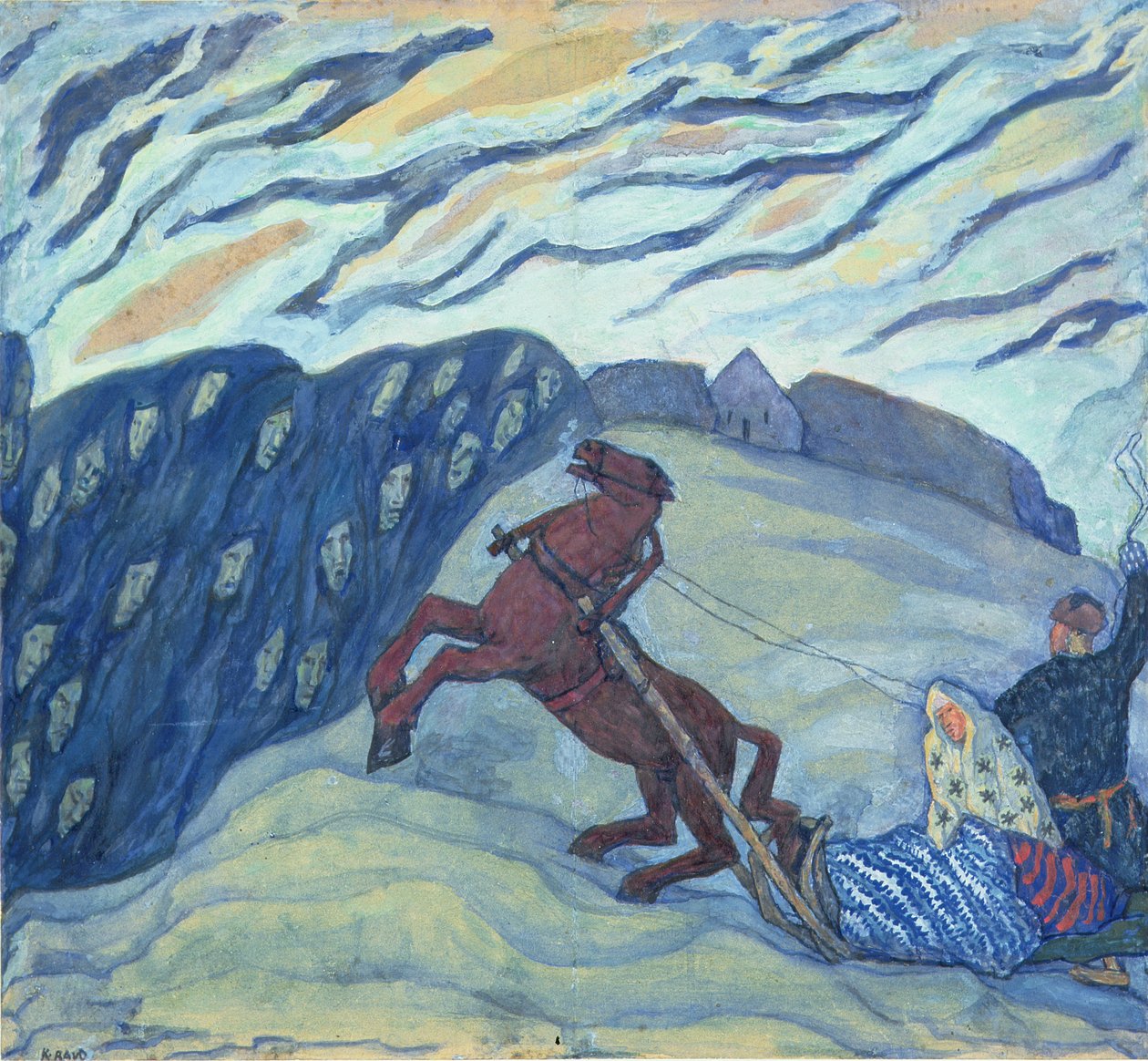 Eve Dönüş, 1920 (tuval üzerinde sıcaklık) by Kristjan Raud