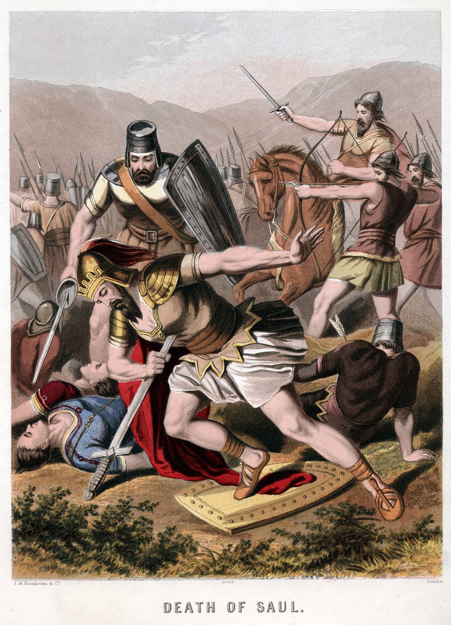 Filistliler ile savaşta Saul ve zırh taşıyıcısının ölümü, 1870 by Kronheim and Co