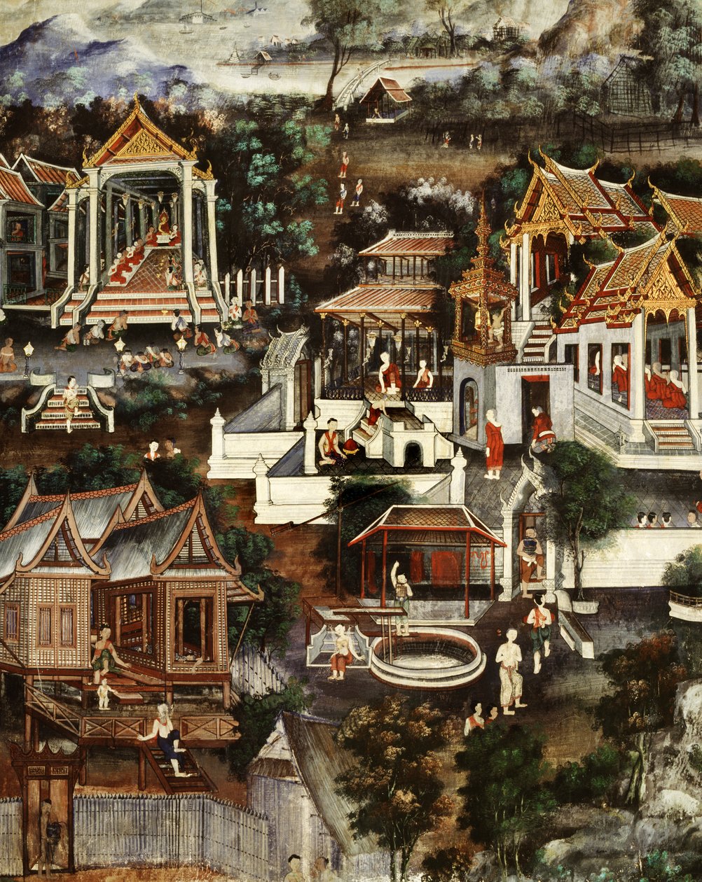 Manastır hayatı (duvar resmi) by Krua Inkhong