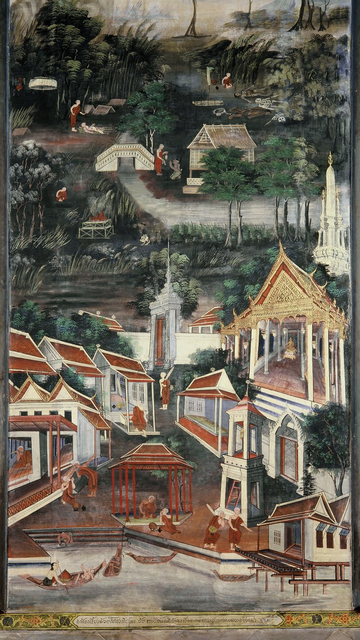 Manastır hayatı (duvar resmi) by Krua Inkhong