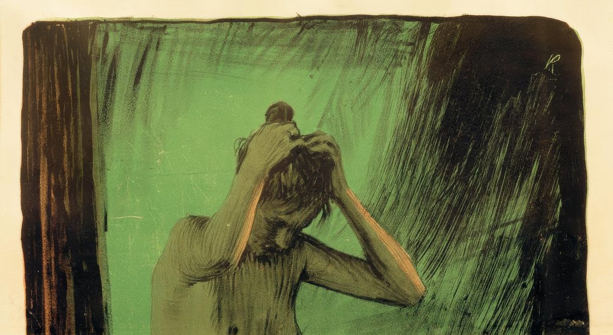Kadın saçlarını düzenliyor by Käthe Kollwitz