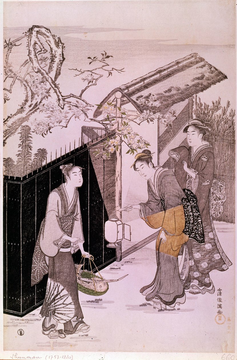 Shunman Kubo (1757-1820) tarafından bahar Japon baskısında şiirsel akşamdan dönüş. Paris, Guimet Müzesi, Ulusal Asya Sanatları Müzesi by Kubo Shumman
