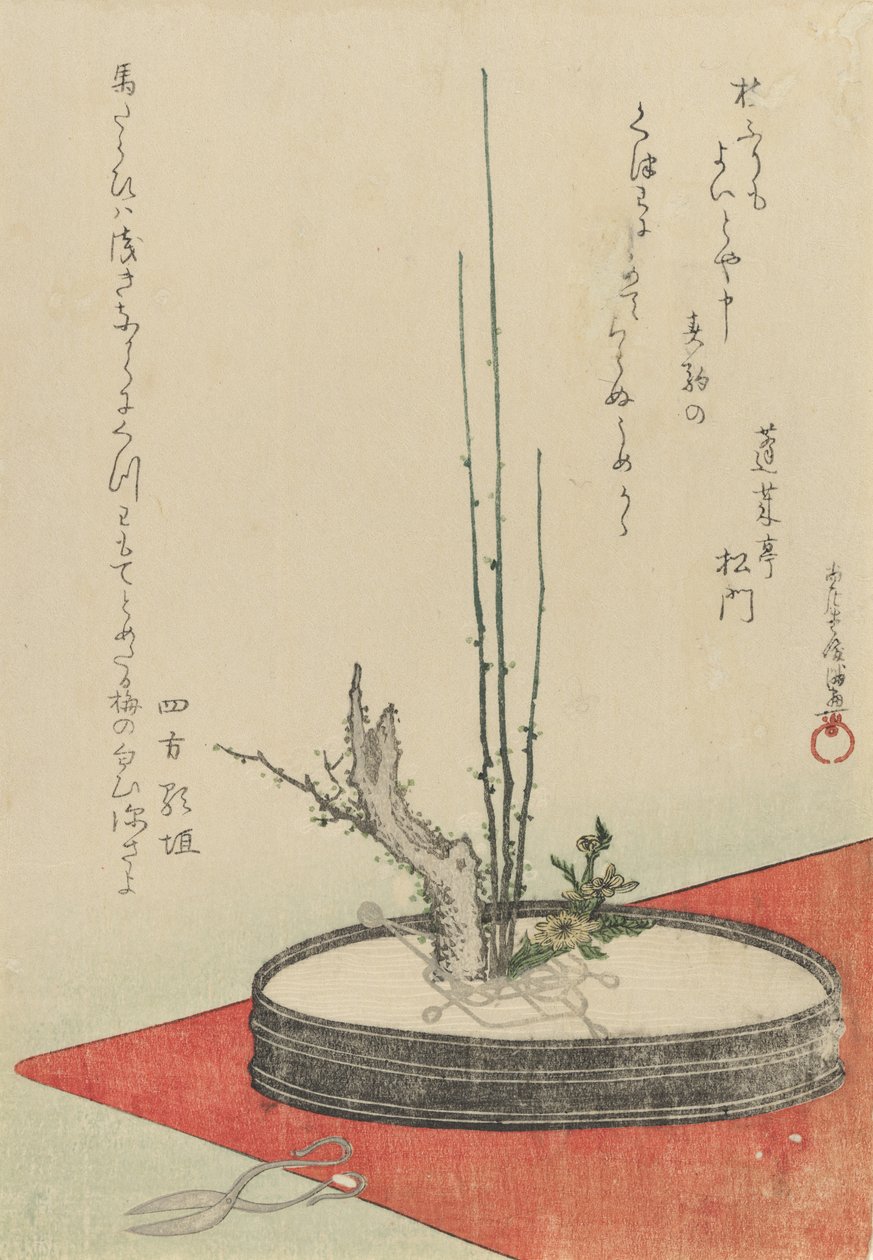 Erik, Fukujuso Adonis Çiçeği ve Makas Aranjmanı, 1798. by Kubo Shunman