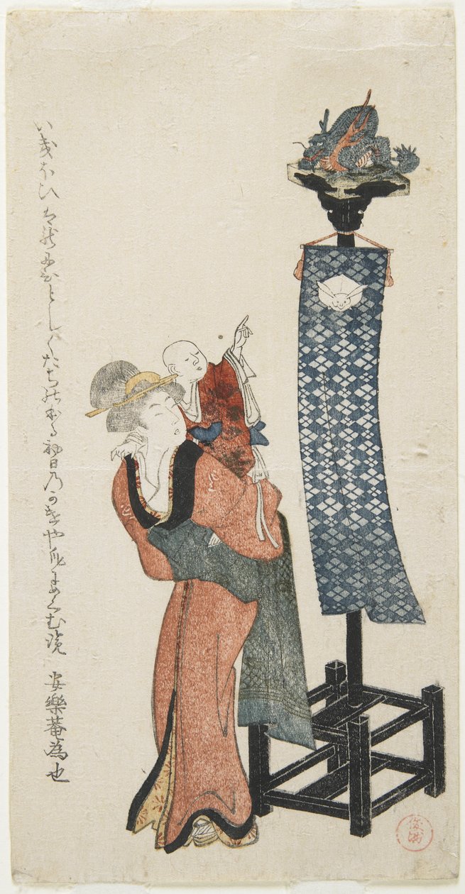 İşaret Eden Bebekli Anne, 18. yüzyılın sonu ve 19. yüzyılın başı by Kubo Shunman
