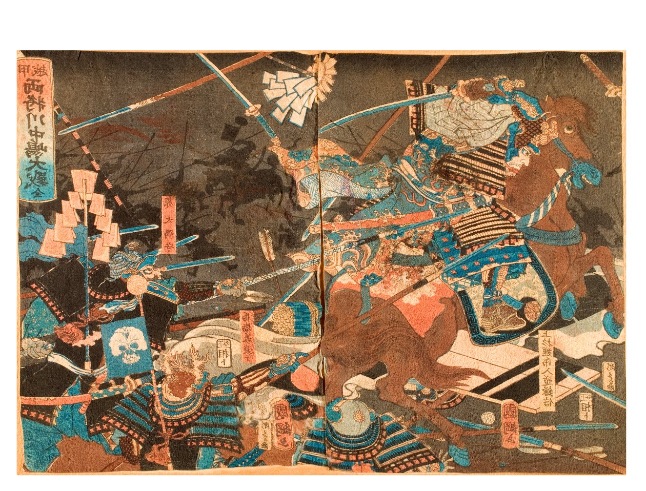 İki General arasındaki Büyük Kawanakajima Savaşı, c.1859-71 (kağıt üzerinde tahta blok) by Kuninaga Utagawa