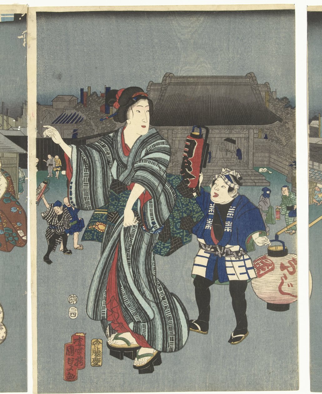 Tapınak festivali by Kunisada (II) , Utagawa