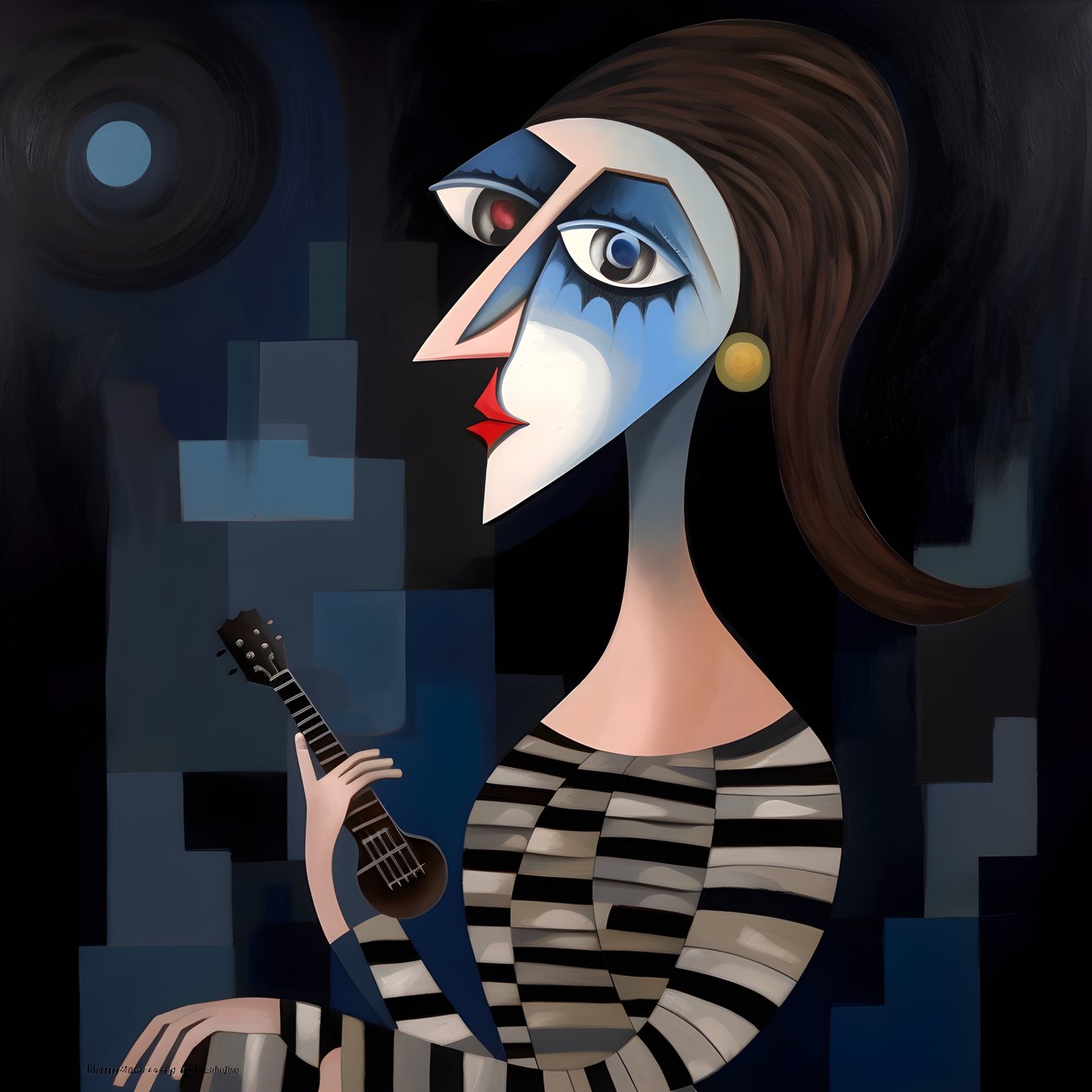 3D kadın ozan gece ay ışığında gitarıyla 1 by Kurt Heppke