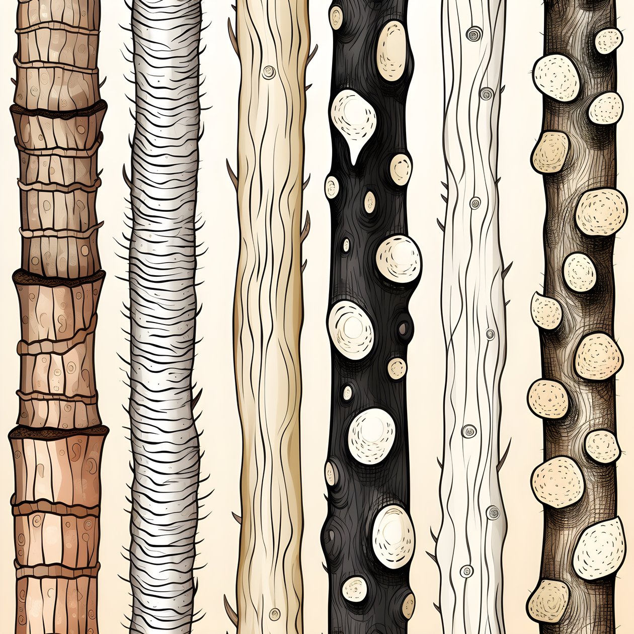 Ağaç gövdesi bölümleri, boho clipart, boho çizim desenleri, boho gövde 1 by Kurt Heppke