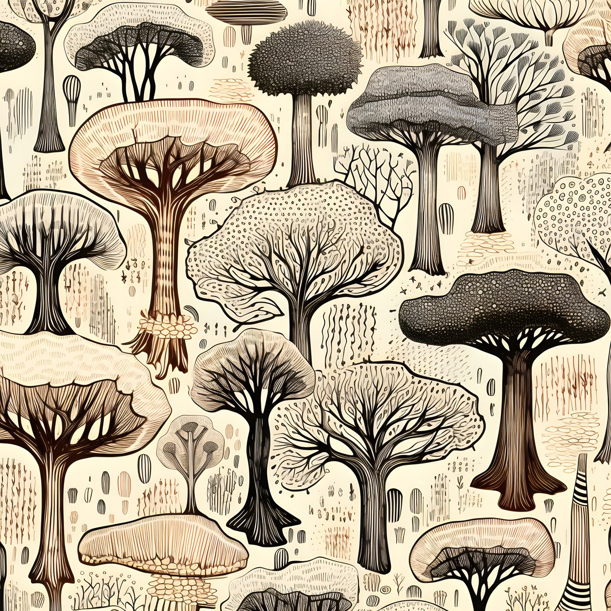 Ağaç gövdesi bölümleri, boho clipart, boho çizim desenleri, boho gövde 4 by Kurt Heppke