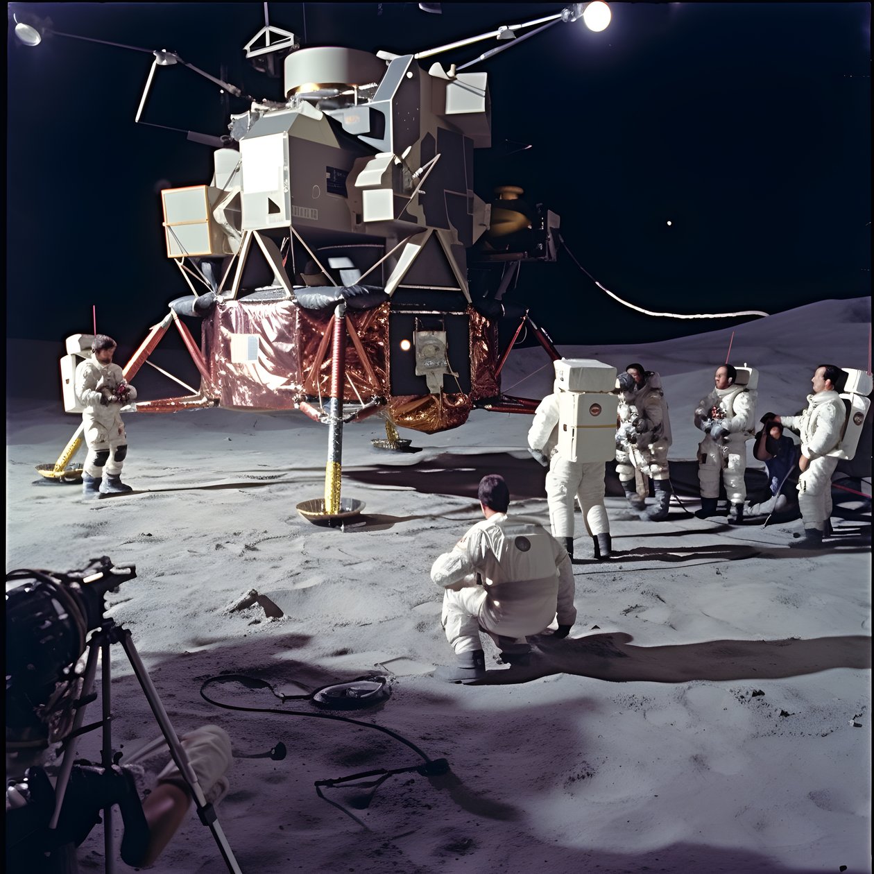 Sahte Apollo 11 projesini göstermek için TV kamerası olan bir grup insan 4 by Kurt Heppke